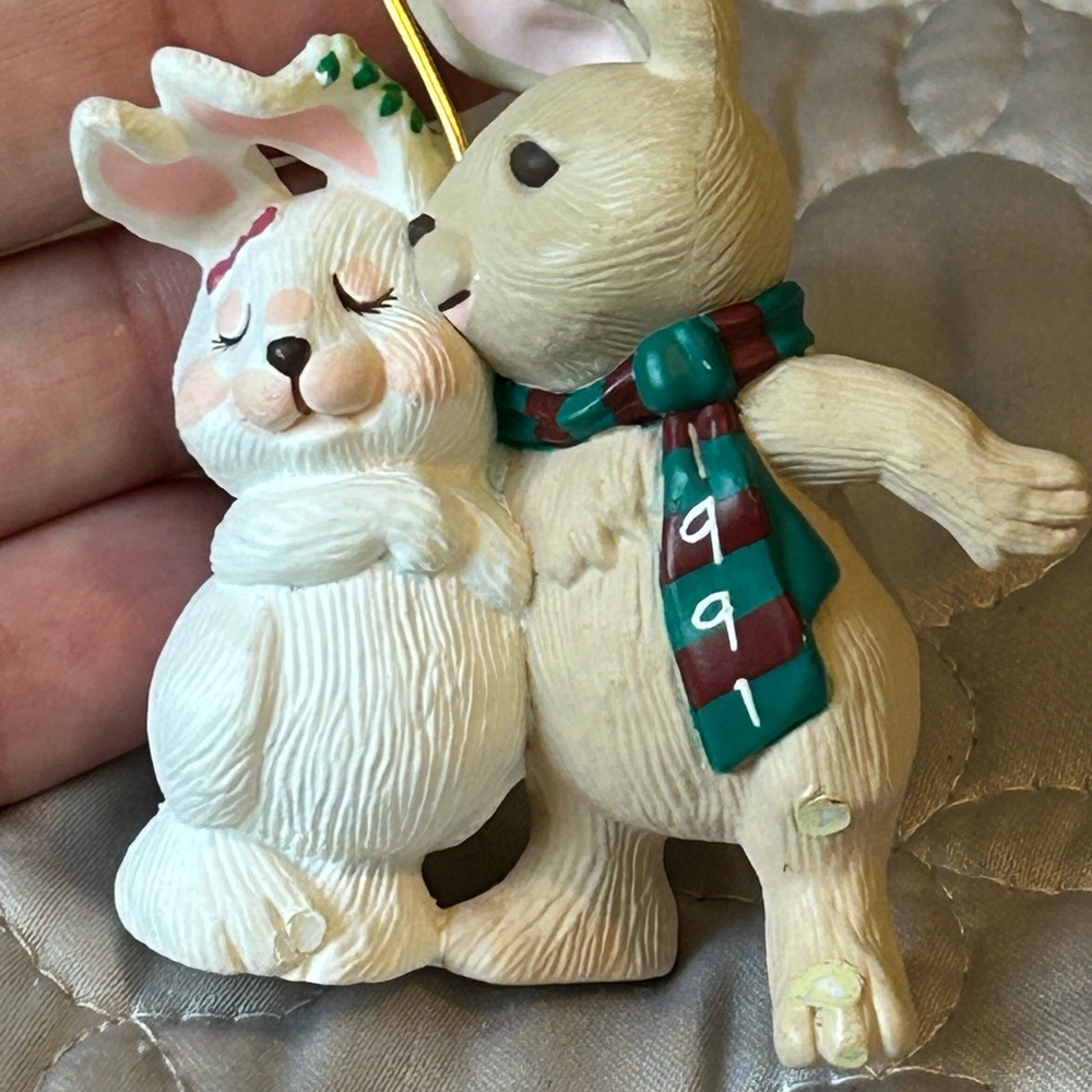 Hallmark Festive White and Cream Bunny Ornament